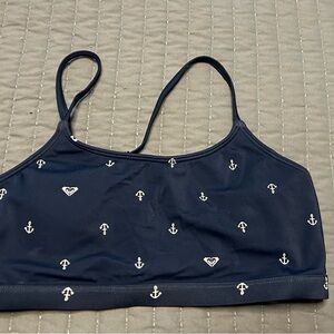 Roxy Navy Anchor Print Kids Bikini Top